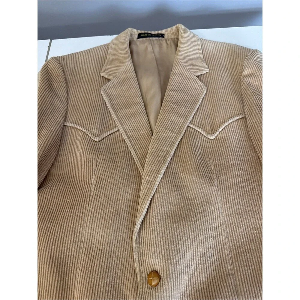 Brad Whitney Men's Vintage Camel Color Corduroy Blazer Size L 42 Sport Coat EUC